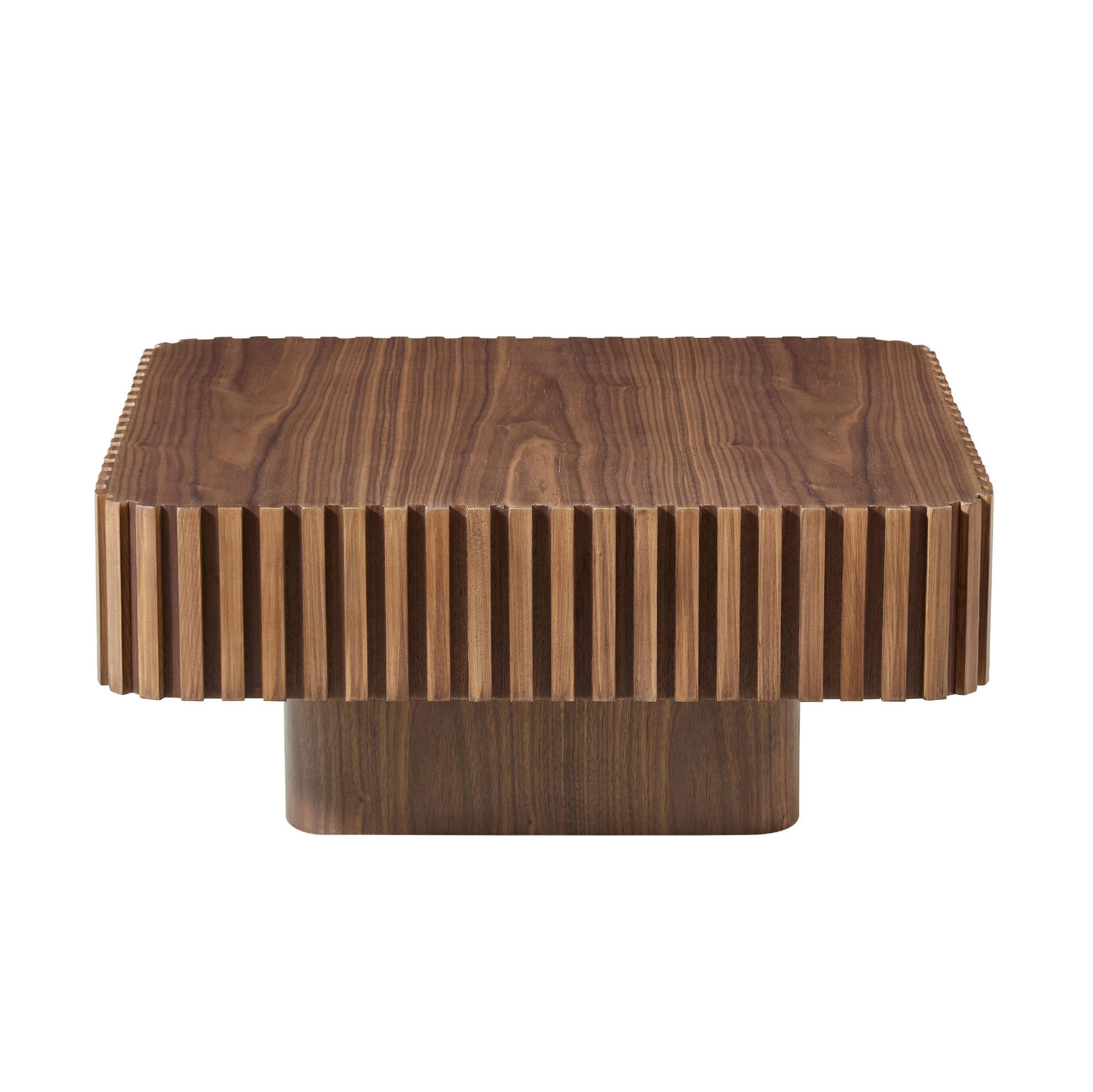 COUCHTISCH aus Massivholz und MDF 80x80x35 cm in Walnussoptik - Walnussfarben, Holzwerkstoff (80/80/35cm) - Modfu
