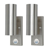 LED AUSSEN-WANDLEUCHTE Silber Aluminium 2er Set - Silberfarben, Glas (6/22/11.5cm)