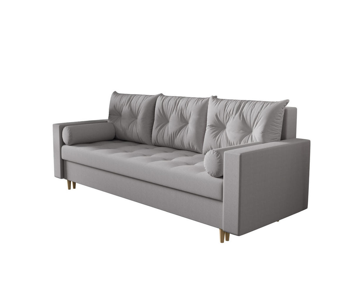 SOFA SKANDI mit Schlaffunktion COSMIC 160 mit Stauraum - Grau, Textil (90/88/232cm) - Bedante