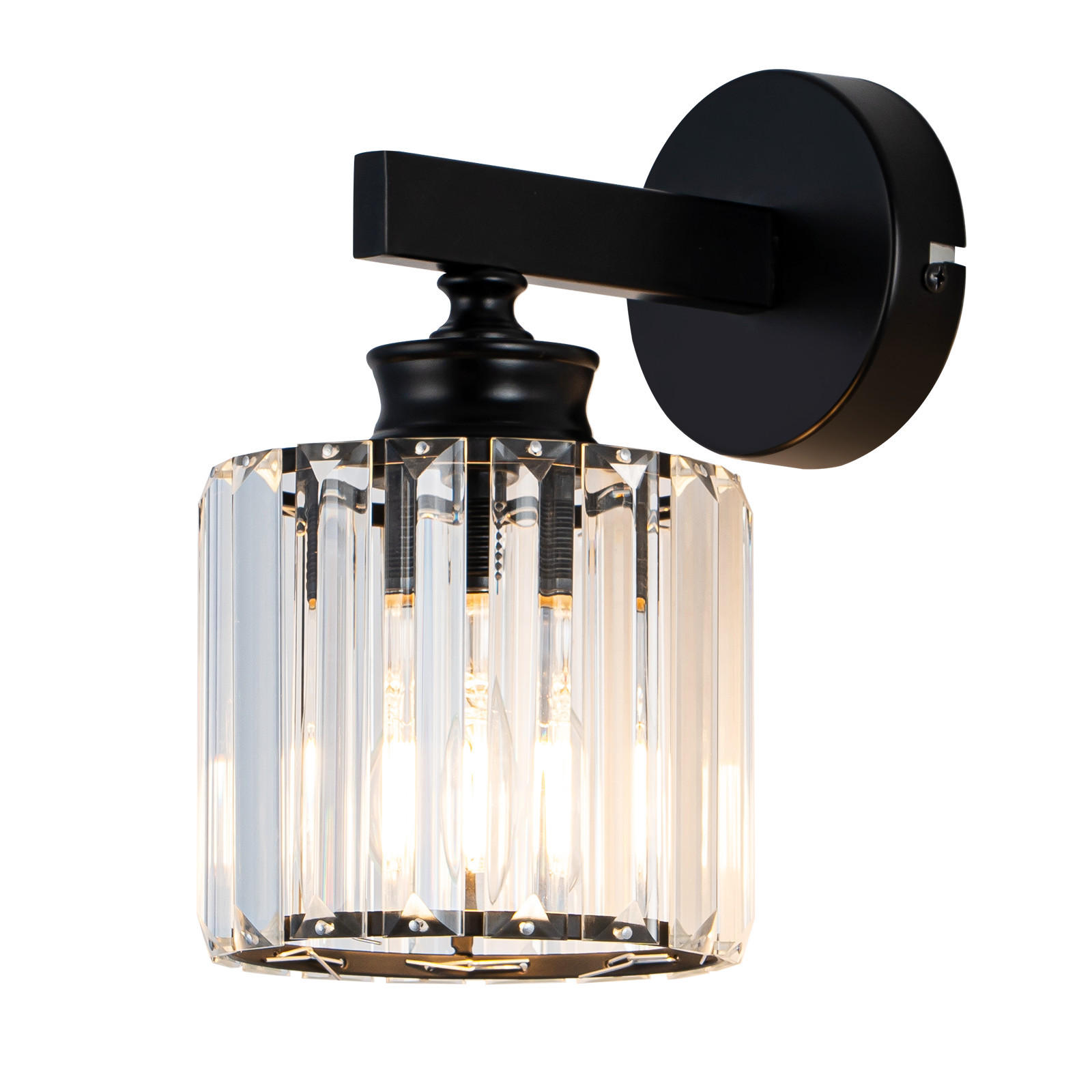 WANDLEUCHTE Irwen 13.6/13.6/23 cm - Schwarz, Glas/Metall (13.6/23/13.6cm) - ZMH