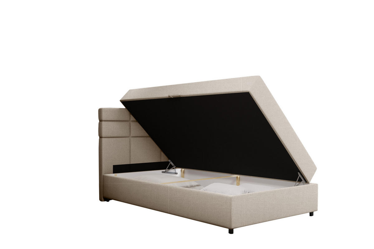BOXBETT Reve 120 x 200 cm mit Bettkasten und Lattenrost ohne matratze - beige - Beige, Holz (120/206cm) - Panda Möbel