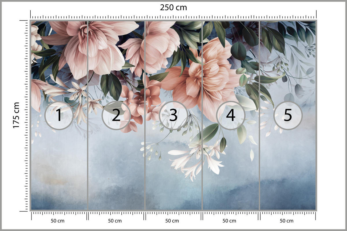 FOTOTAPETA Pre Spálňu Kvety Listy Príroda Rastliny 250 x 175 cm - biela/zelená, papier (250/175cm) - Muralo