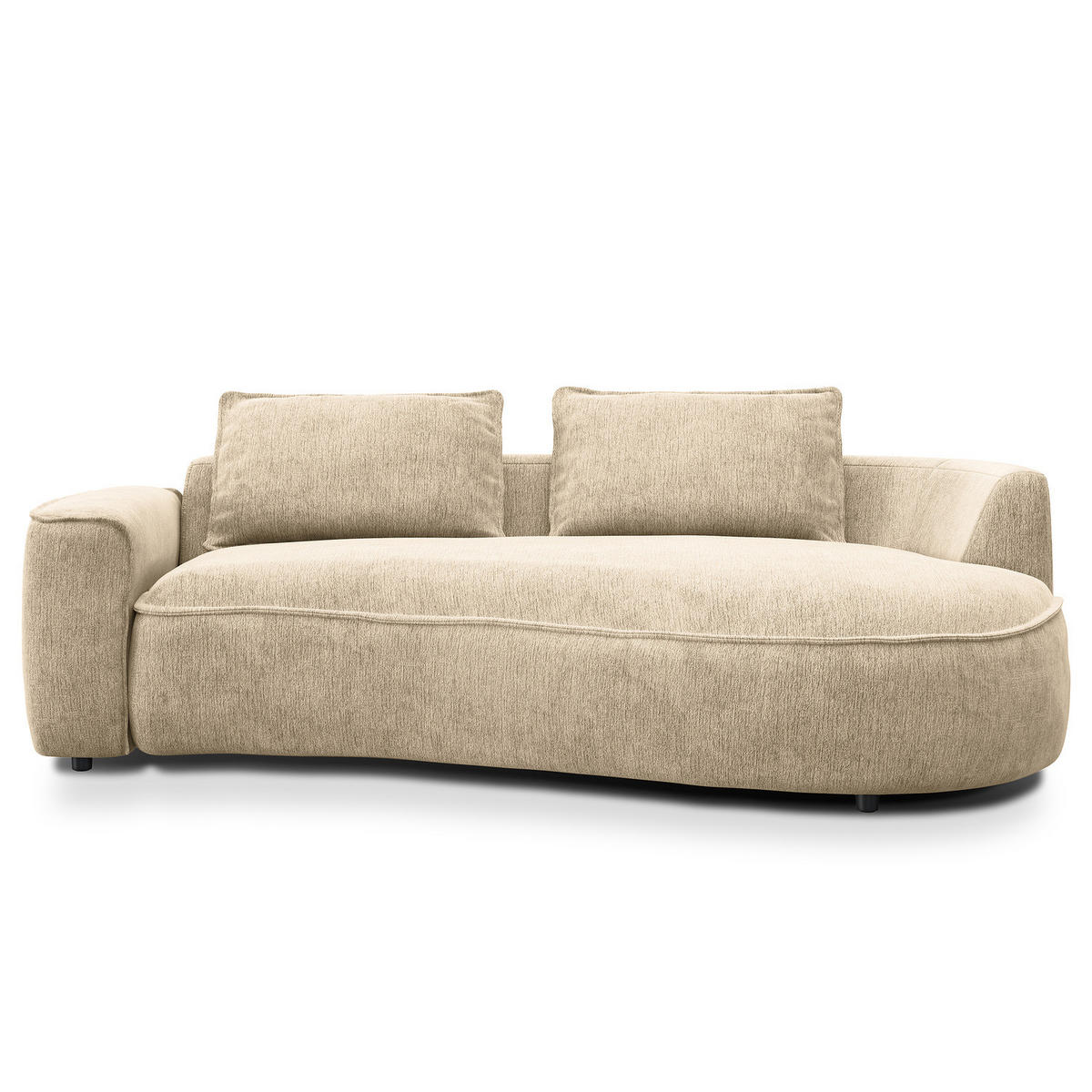 2,5-SITZER SOFA - Taupe/Schwarz, Kunststoff/Textil (217/82/146cm) - home24