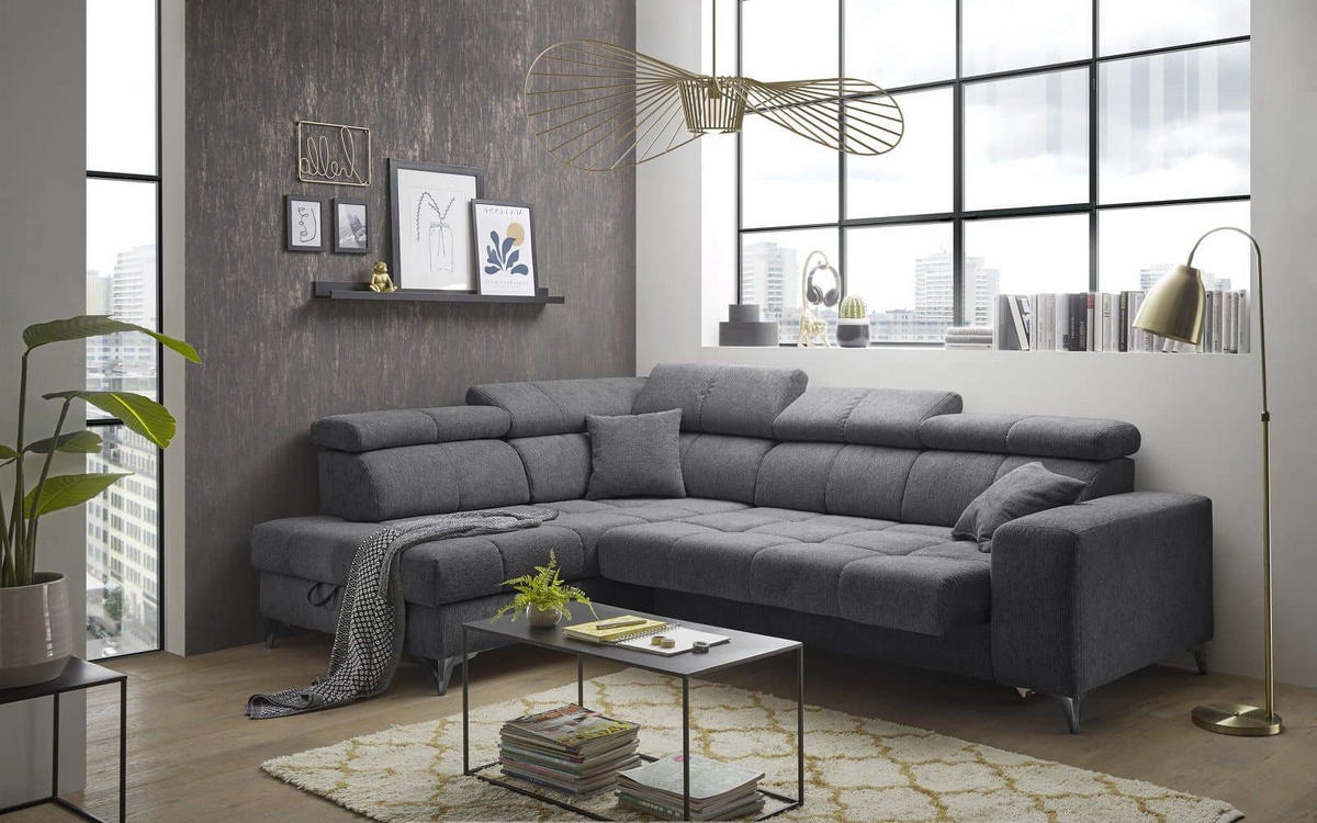 ECKSOFA mit elektrischer Wallaway-Funktion und vielseitigen Anpassungsmöglichkeiten - Anthrazit, Textil (282/198cm) - ed exciting design