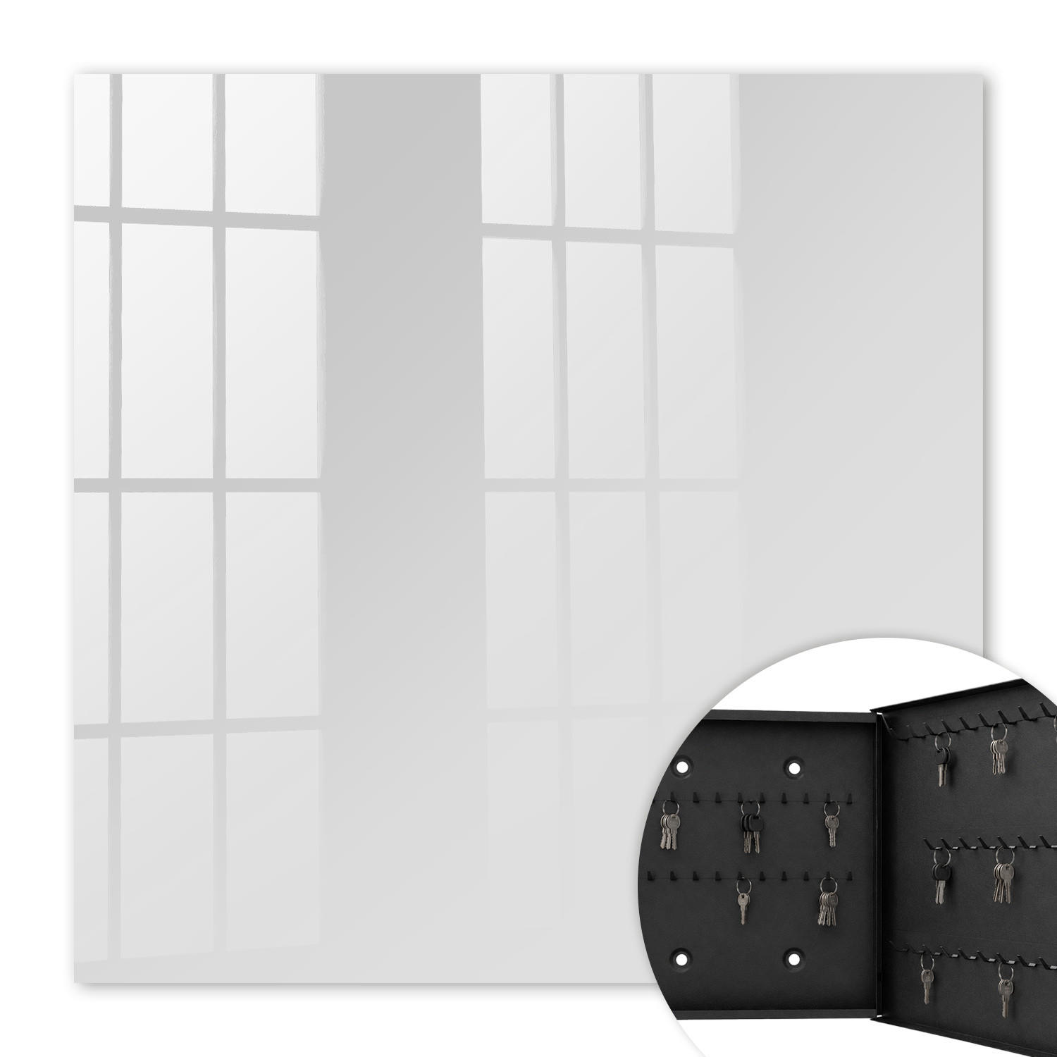 SCHLÜSSELBOX Schwarz 30x30 cm- Türöffnung nach rechts - Grau - Grau, Metall (30/30/5cm) - TULUP