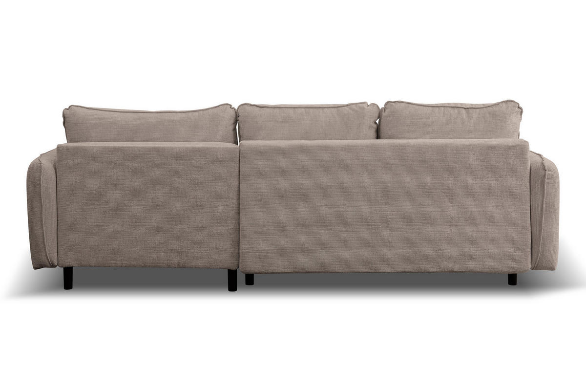 ECKSOFA Lucky in L-Form mit Schlaffunktion und Bettkasten, Farbe: Braun, Strukturstoff, Ottomane Links oder Rechts - Braun, Textil (275/160cm) - VENASI MÖBEL
