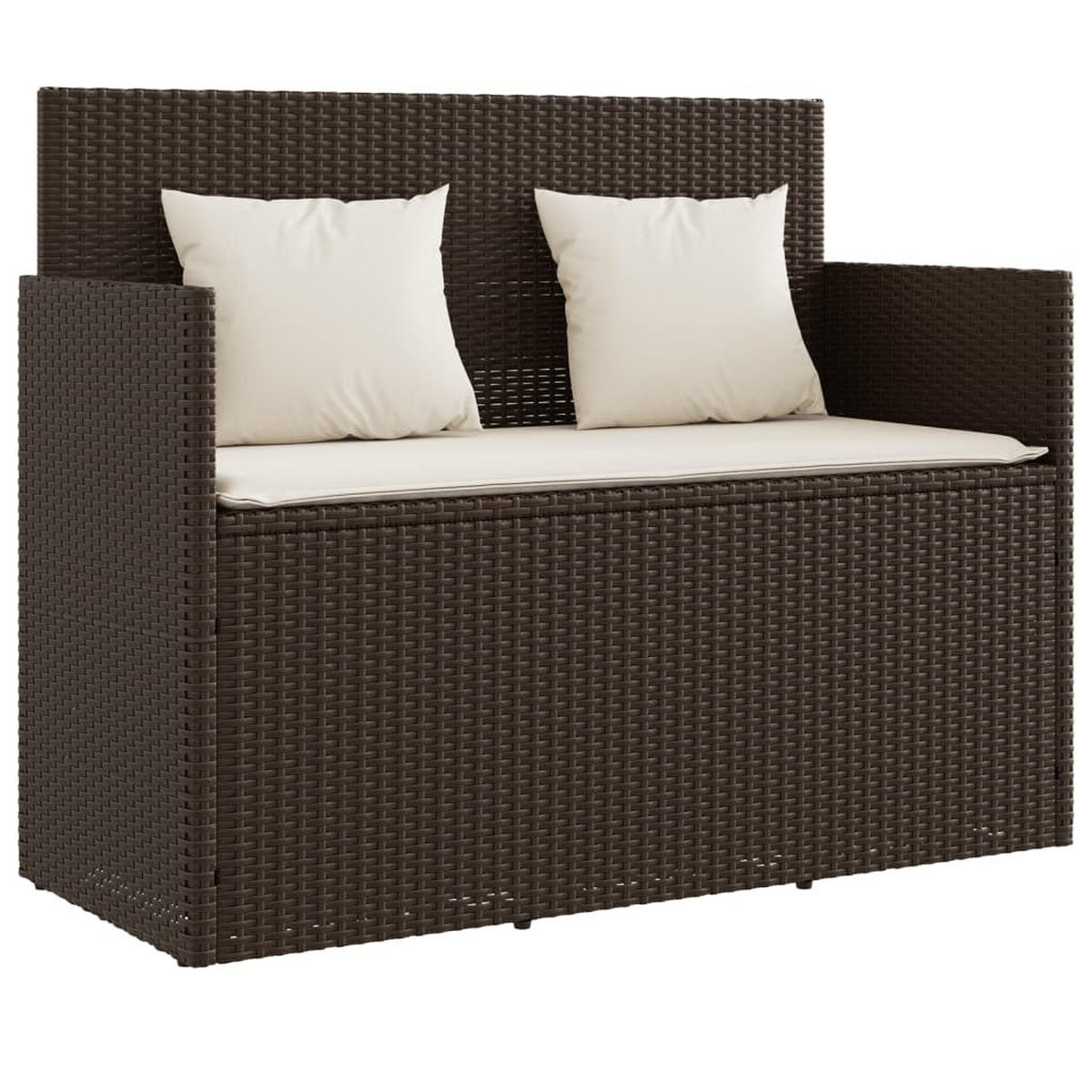 GARTENBANK mit Kissen Braun Poly Rattan - Braun, Kunststoff (120/90.5/50cm) - furnicato