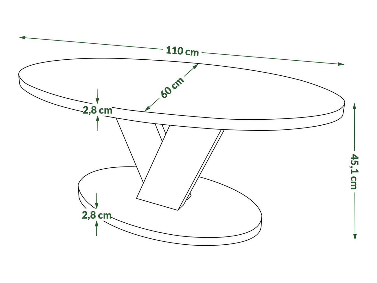 COUCHTISCH Oval Eiche Natur mit Ablage - Eichefarben, Holzwerkstoff (60/110/45cm) - designimpex
