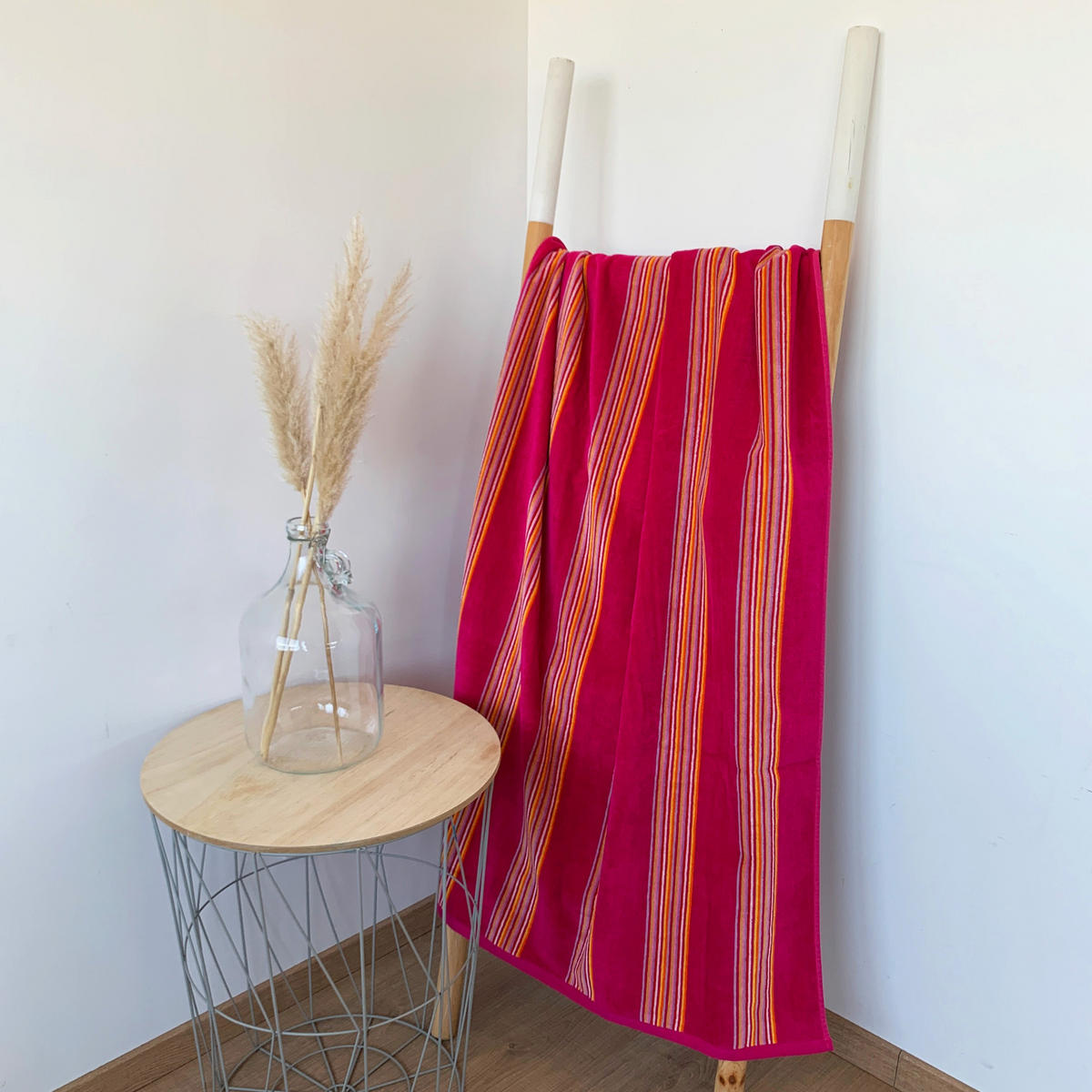 STRANDTUCH Frottee Velours Jacquard Milonga Fuchsia 70x140 400g/m² - Pink, Textil (70/140cm) - LE COMPTOIR DE LA PLAGE