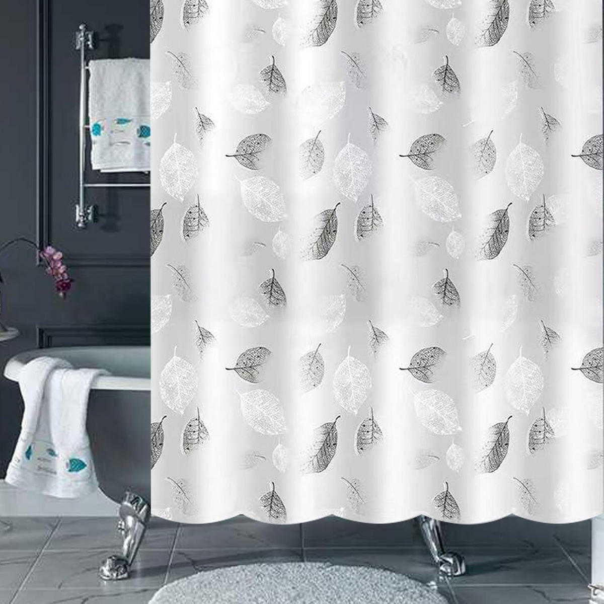 DUSCHVORHANG 120/180 cm Wasserabweisend Schimmelresistent - Weiß, Kunststoff (120/180cm) - MCBOSON
