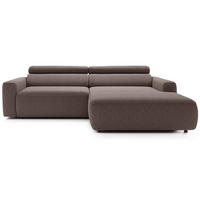 ECKSOFA Fando mit Schlaffunktion, L-Form, 4-Sitzer 252 cm, rechts Flechtstoff Hellbraun - Hellbraun/Schwarz, Holz/Kunststoff (182/252cm) - Selsey