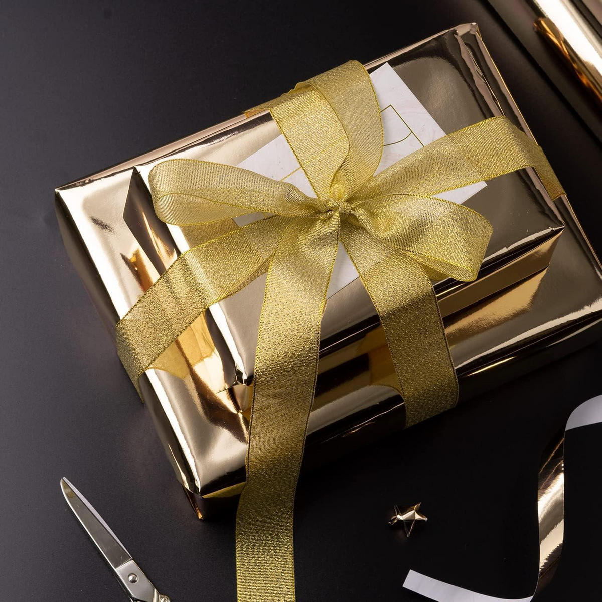 GESCHENKPAPIER Champagner Gold Metallic 44,5 cm x 10 m - Goldfarben, Papier (4/44/4cm)