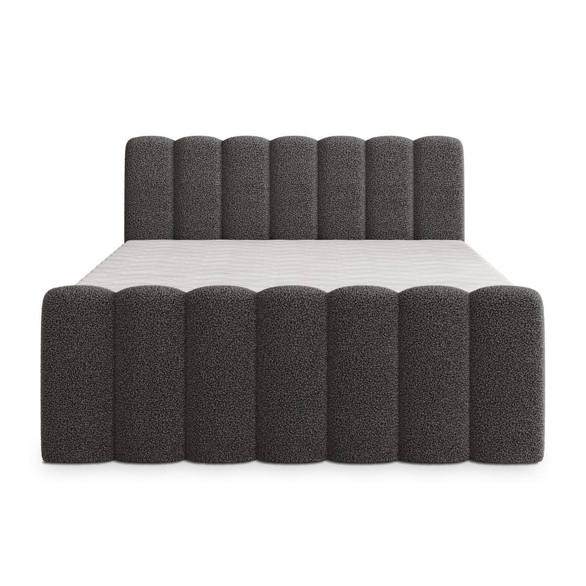 BOXBETT CELLA 180x200 cm mit Matratze und Topper - Grau - Grau, Holz (180/200cm) - MASSENO