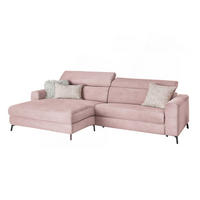ECKSOFA LAISKA Pink Cord - Pink/Schwarz, Textil/Metall (282/177cm) - KAWOLA