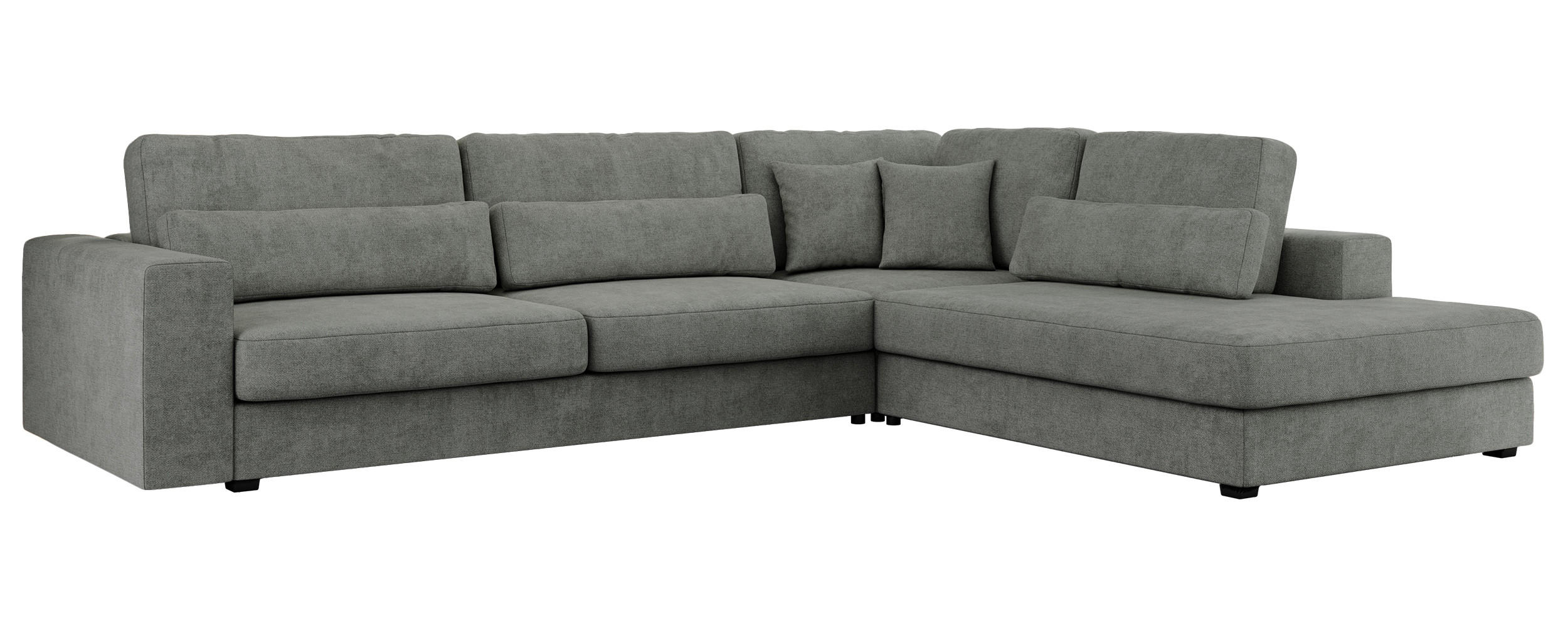 ECKSOFA Savona Grau Strukture - rechts - Schwarz/Grau, Kunststoff/Textil (249/316cm) - MKS