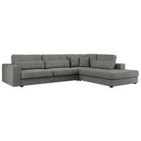 ECKSOFA Savona Grau Strukture - rechts - Schwarz/Grau, Kunststoff/Textil (249/316cm) - MKS