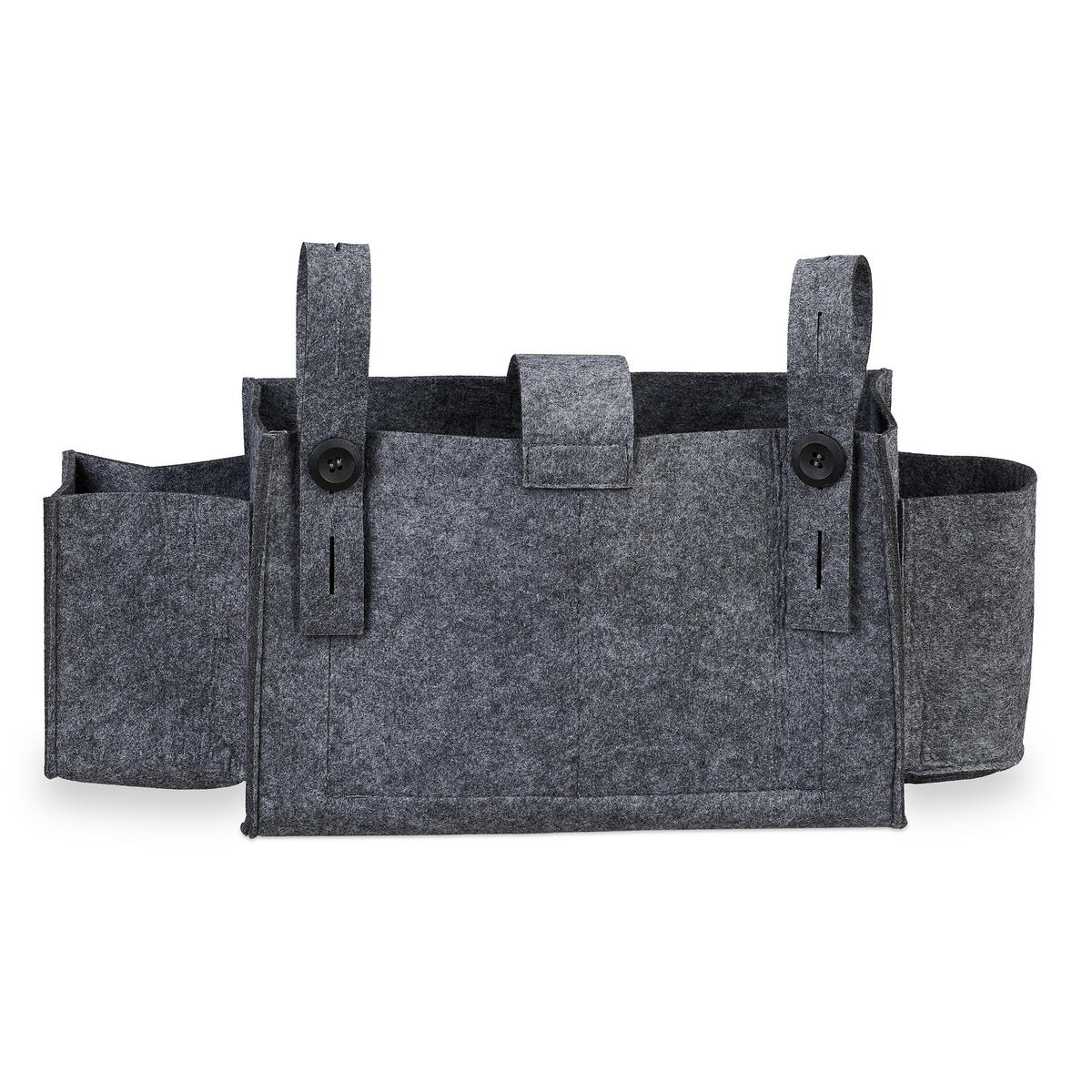 BETTTASCHE Dunkelgrau Filz 8 Fächer - Anthrazit, Textil - Relaxdays