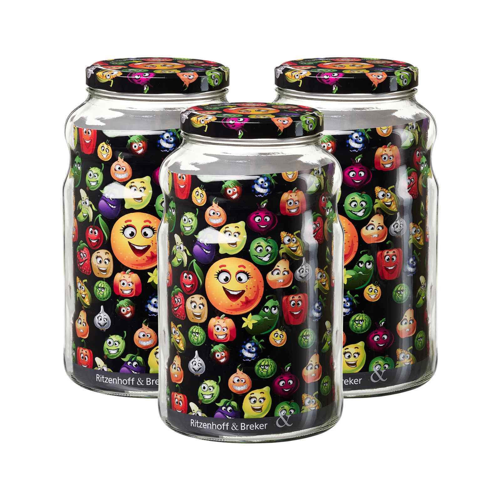 VORRATSGLÄSER Smile transparent 2,65 l 3er Set - Transparent, Glas (13/23/13cm) - Ritzenhoff Breker