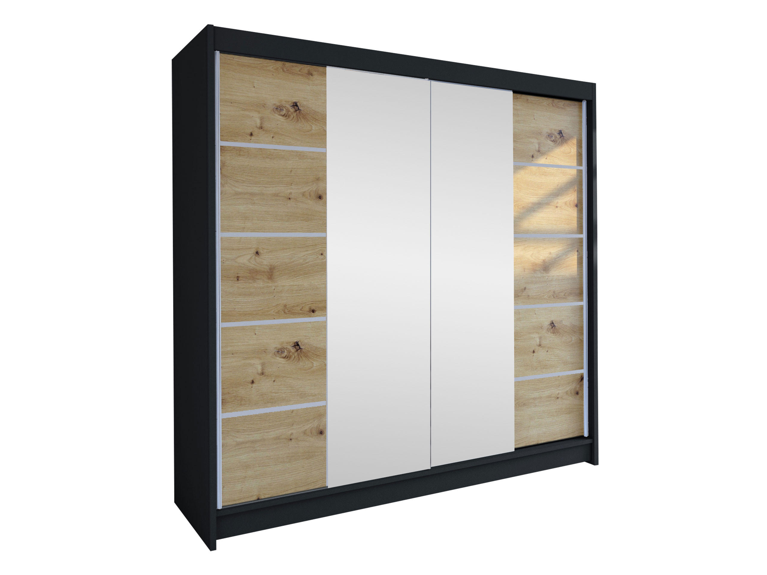 SCHWEBETÜRENSCHRANK Talin V - Silberfarben/Braun, Holzwerkstoff/Metall (180/215/58cm) - MIRJAN24
