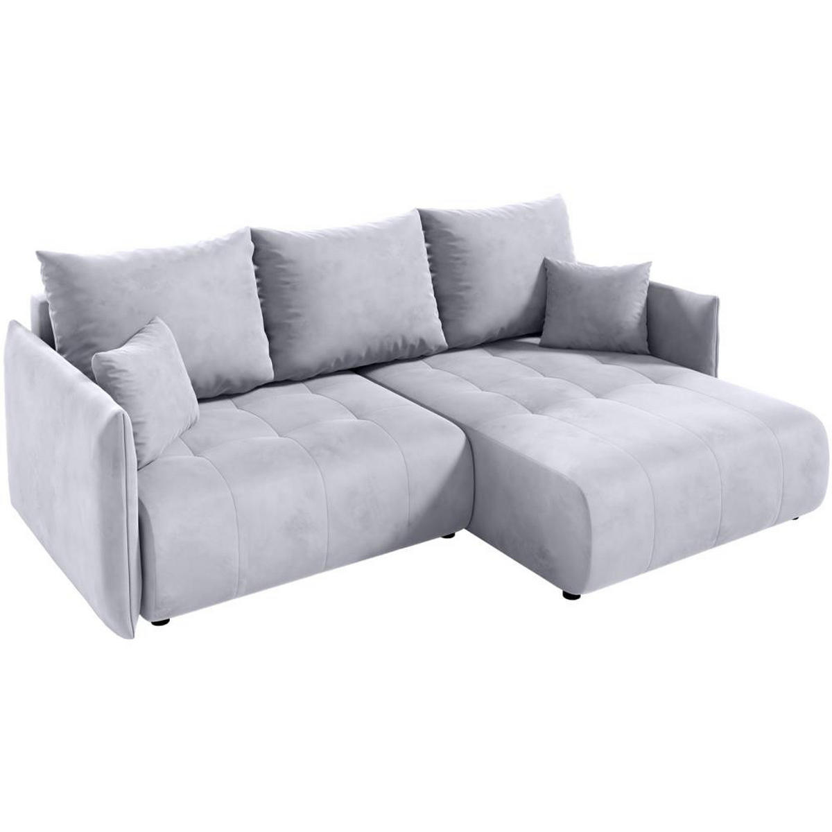 ECKSCHLAFSOFA Henry Mini hellgrau rechts - Hellgrau/Schwarz, Kunststoff/Textil (221/153cm) - Beautysofa