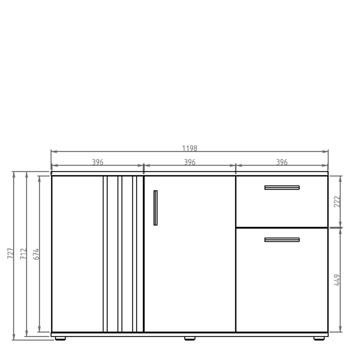 KOMMODE FERIO Kombikommode, Modern - Weiß, Holzwerkstoff (120/73/35cm) - KONSIMO®