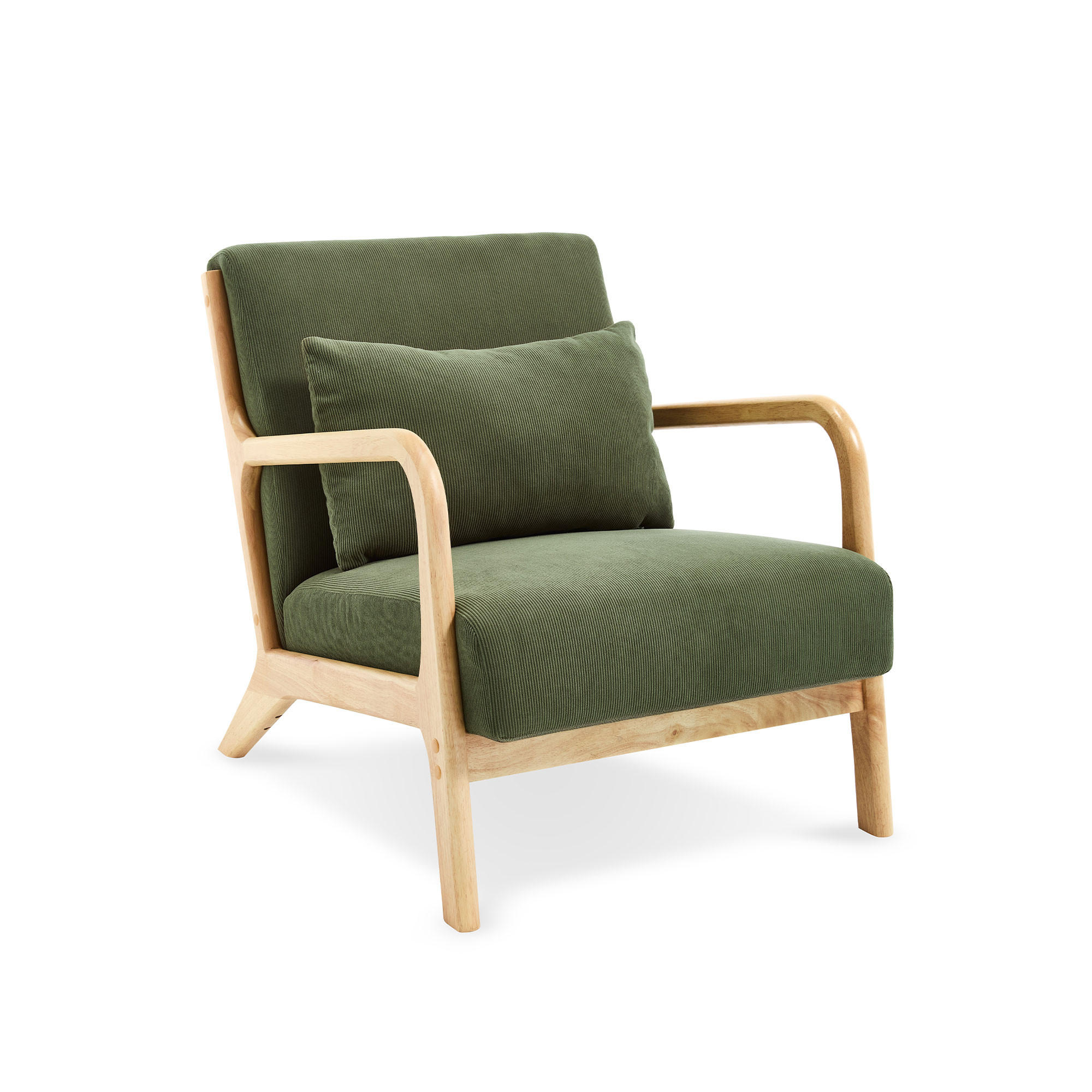 Thumbnail - Sicaan Vintage-Sessel, Grün, Textil, 1-Sitzer, Füllung: Polyurethan (PUR),Polyurethan (Pur), Rechteckig, 65x74x84 cm, Wo...