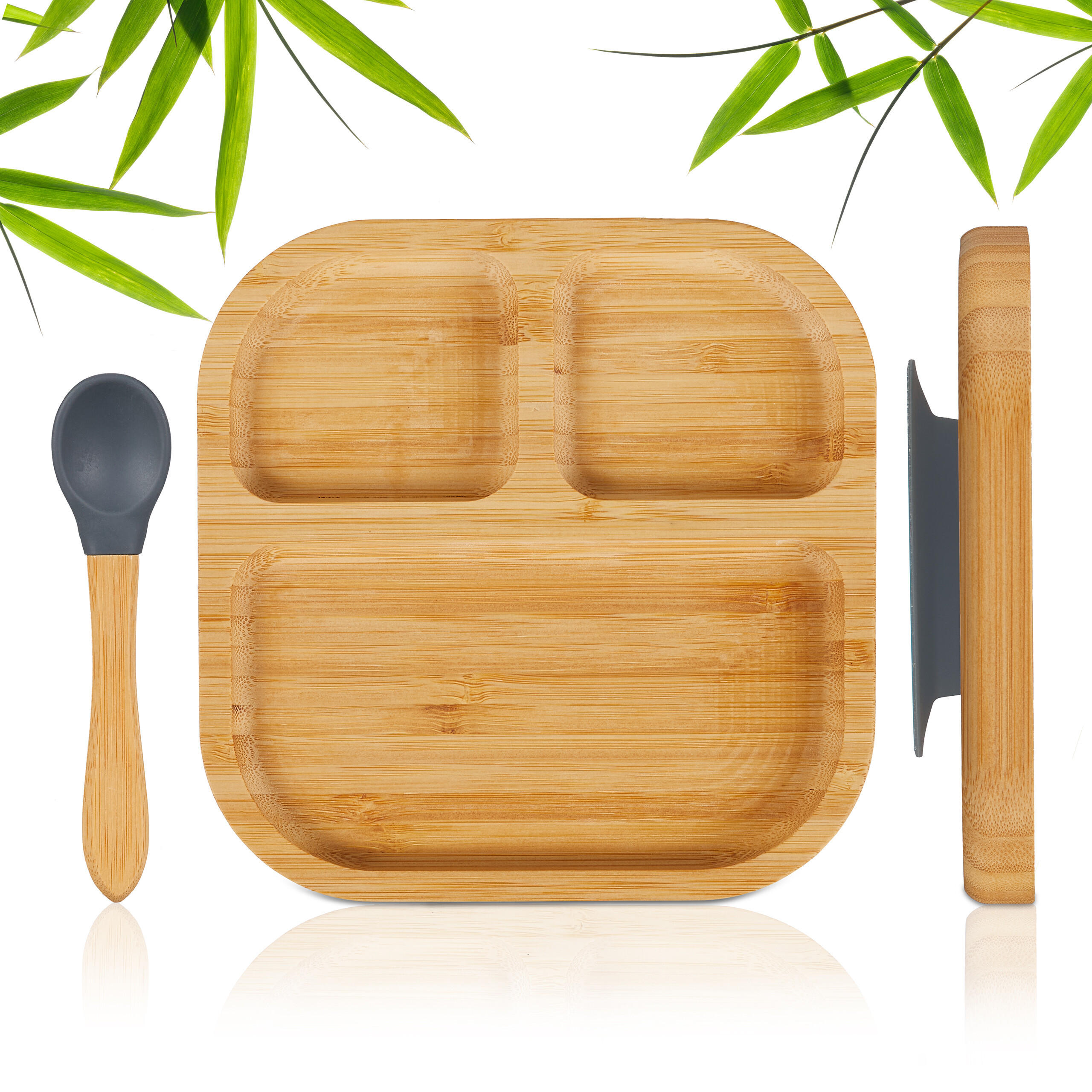 DETSKÉ menu - svetlohnedá, drevo/plast (19/3/19cm) - Relaxdays