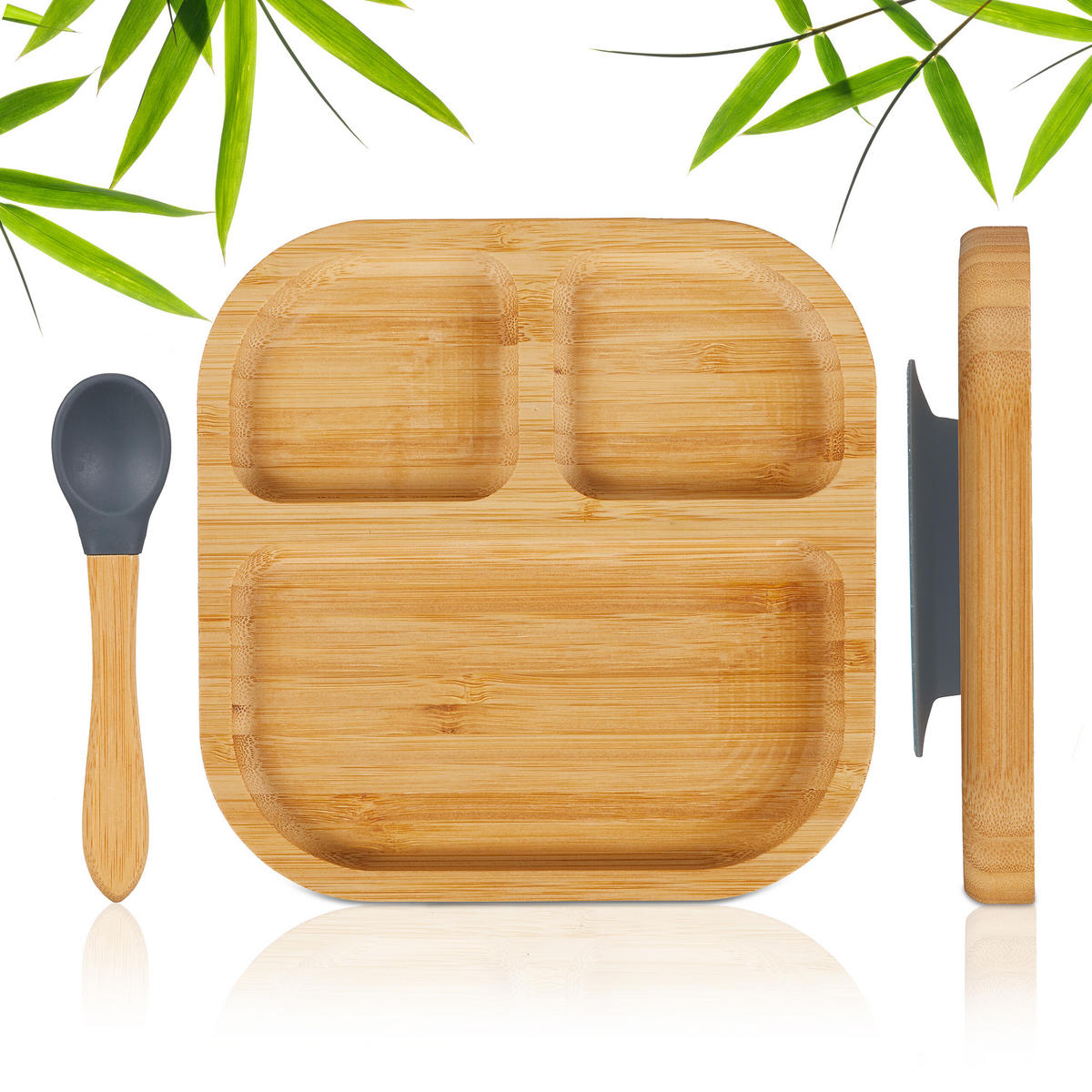 DETSKÉ menu - svetlohnedá, drevo/plast (19/3/19cm) - Relaxdays