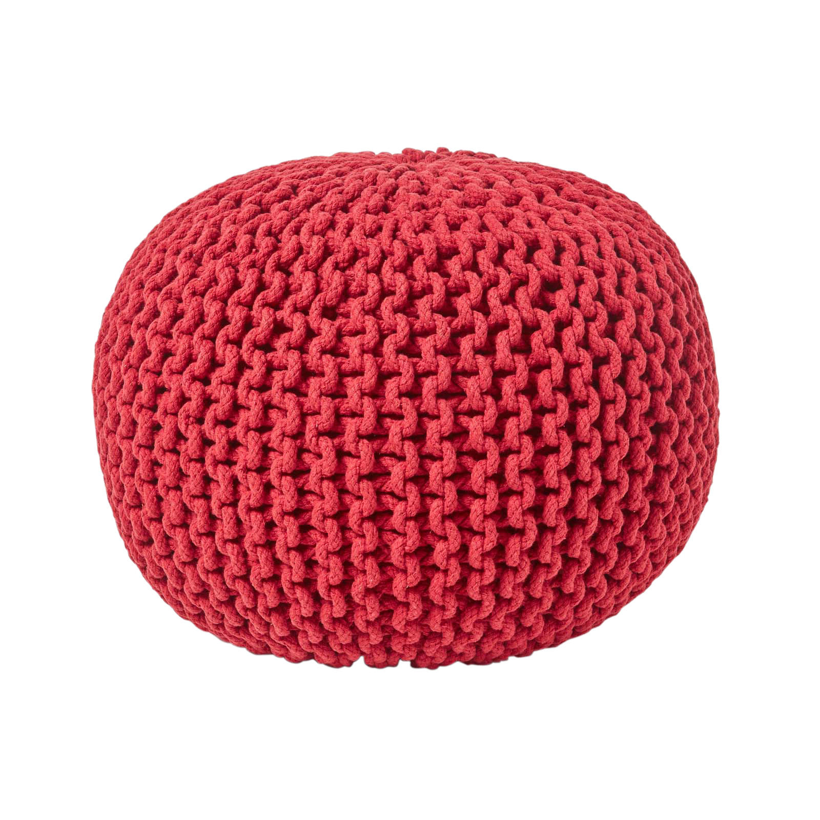 Homescapes Strick-Pouf Rot 40x35x40 cm