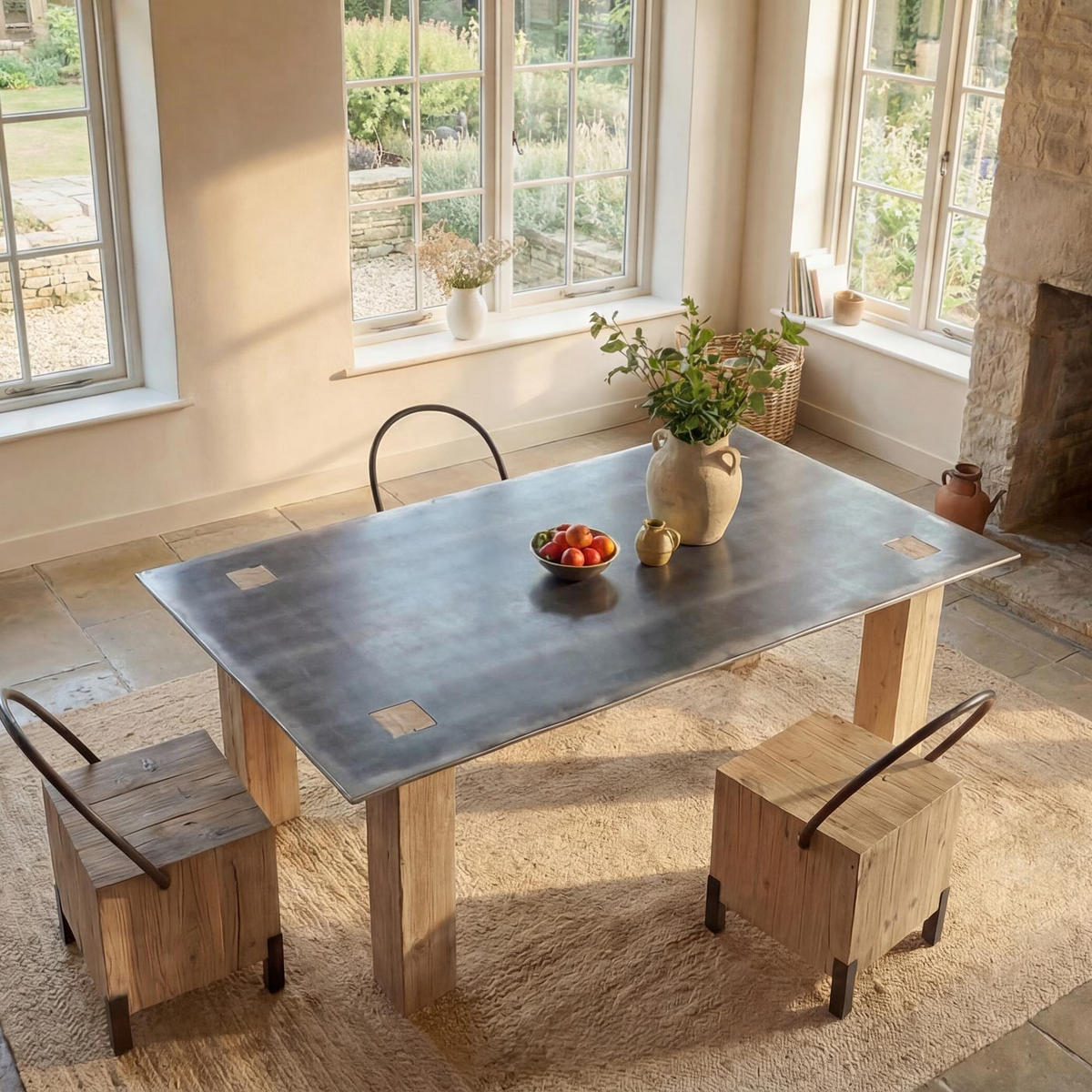 ESSTISCH Braun, Metall - Silberfarben/Braun, Holz (100/240/77cm) - MCW