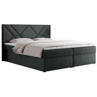 BOXBETT NEOMI 120/200 - Dunkelgrau Strukture - H3 - Visco - Dunkelgrau, Holz/Textil (120/200cm)