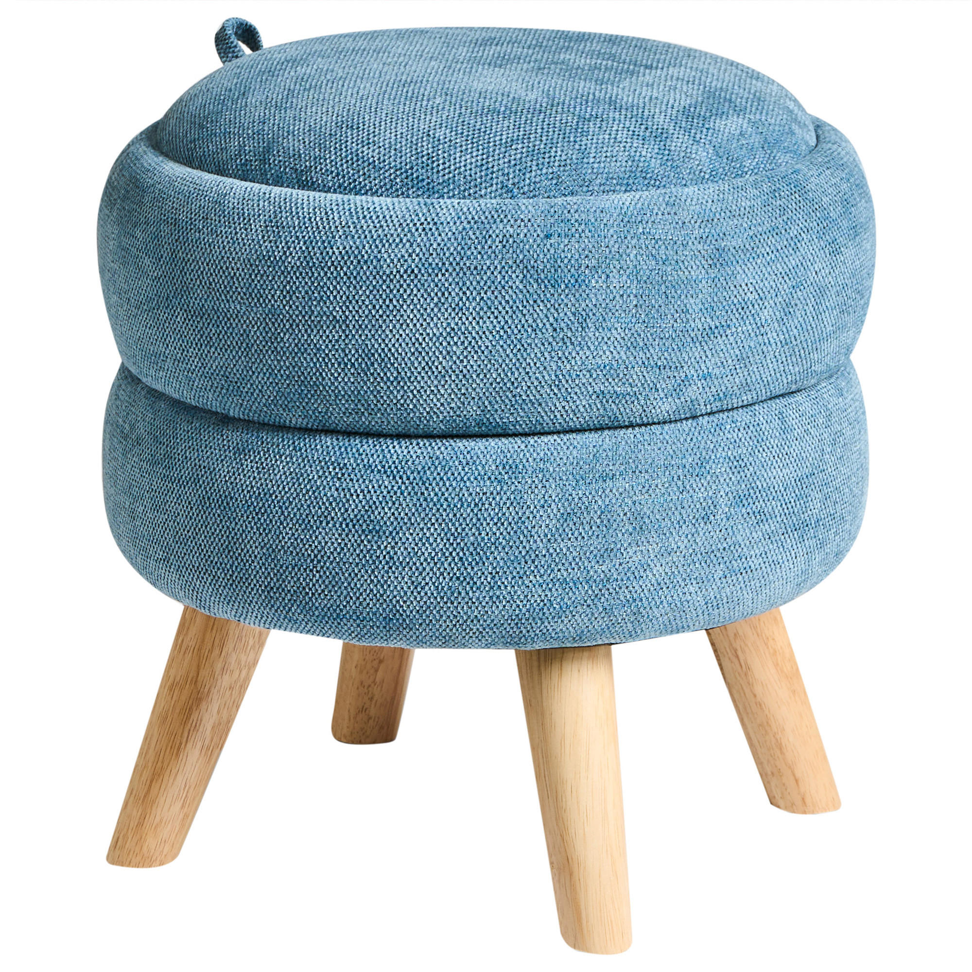 POUF mit Stauraum Chenillegewebe Blau Hawley - Blau, Textil (40/41/40cm) - Beliani
