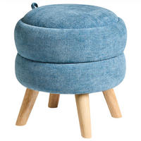 POUF mit Stauraum Chenillegewebe Blau Hawley - Blau, Textil (40/41/40cm) - Beliani