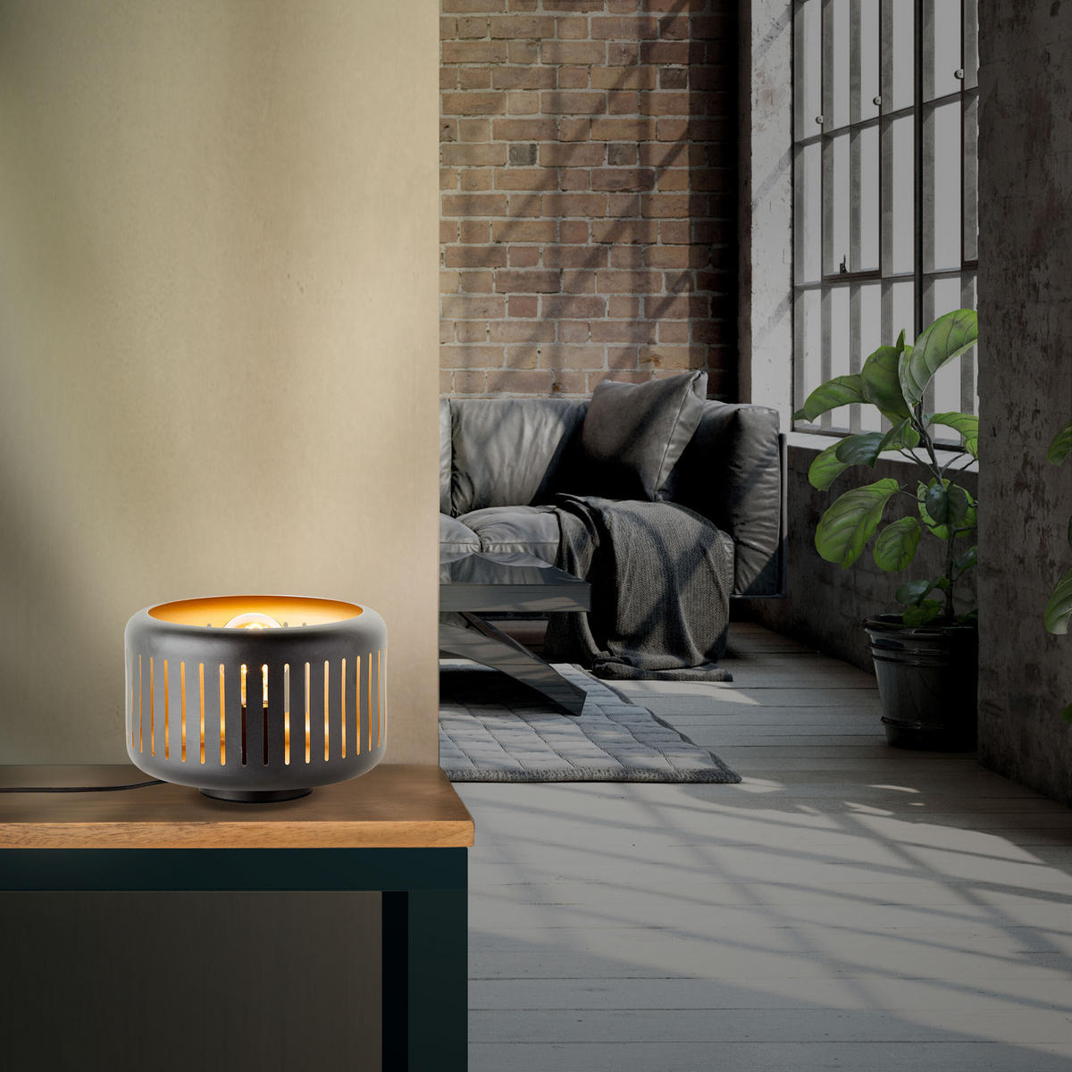 TISCHLEUCHTE Tyas 94520/86 - Schwarz, Metall (27/27/18.8cm) - Brilliant