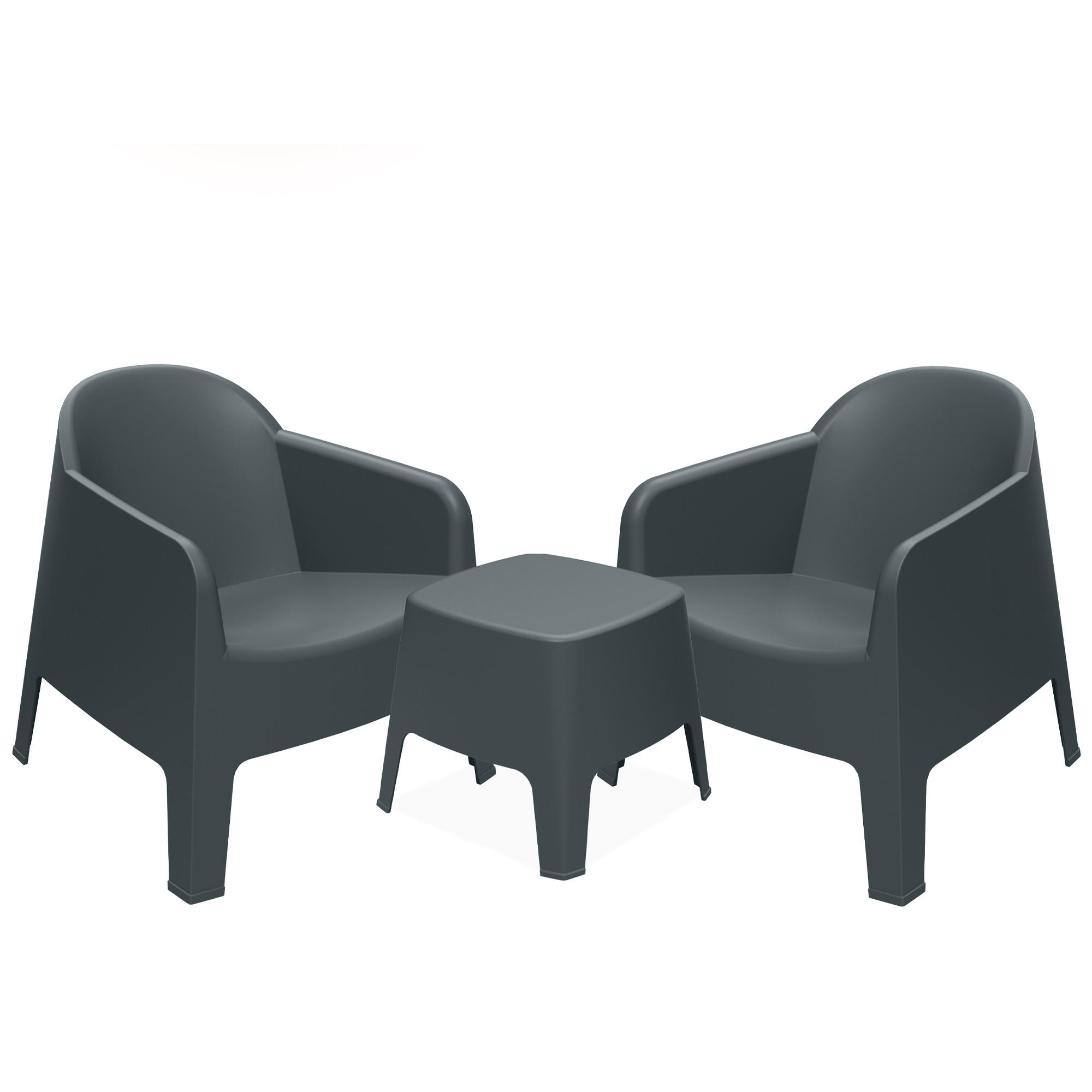 GARTENMÖBEL-SET MALUS, 3-tlg - Anthrazit, Kunststoff - KONSIMO®