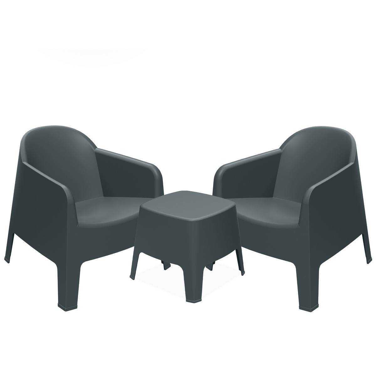 GARTENMÖBEL-SET MALUS, 3-tlg - Anthrazit, Kunststoff - KONSIMO®