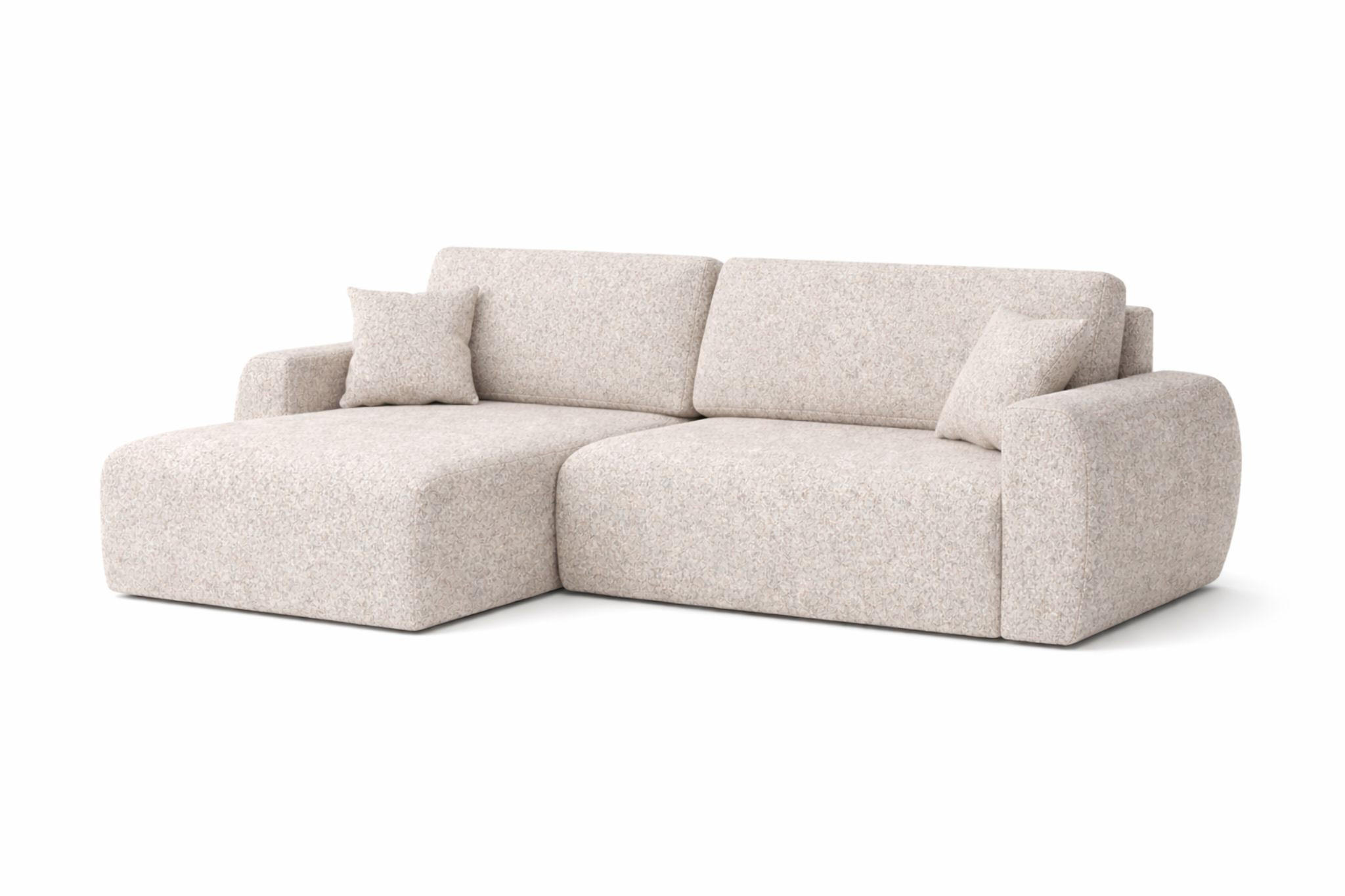 ECKSOFA Mit Schlaffunktion, Ariel XL, Chenille-Stoff, Stoff Artico, Beige, Links - Beige, Holz (280/142cm) - Kaiser Möbel