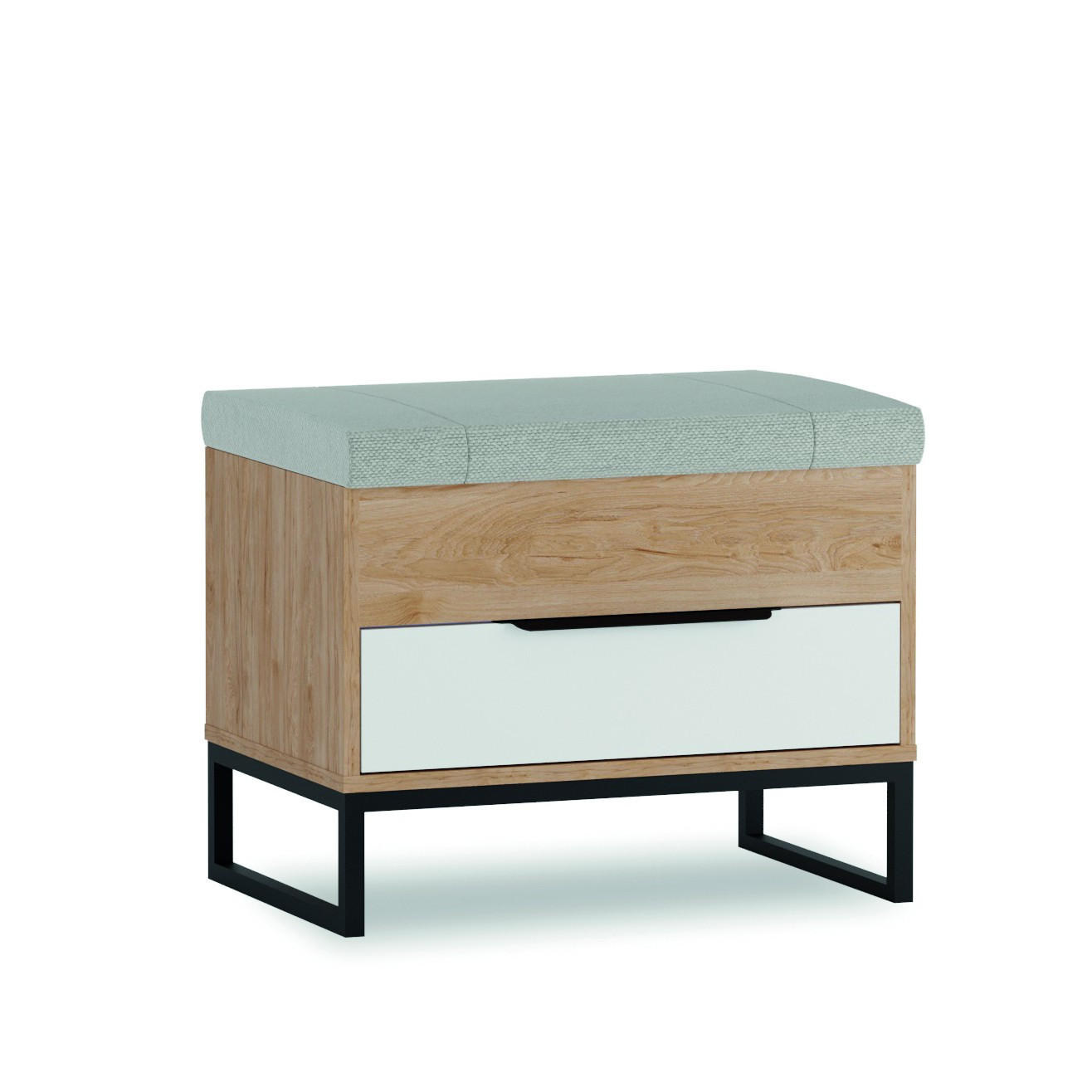 TRUHE Kind Hickory, Weiß, mit Schublade - Schwarz/Braun, Holzwerkstoff (59/41/41cm) - Bettso