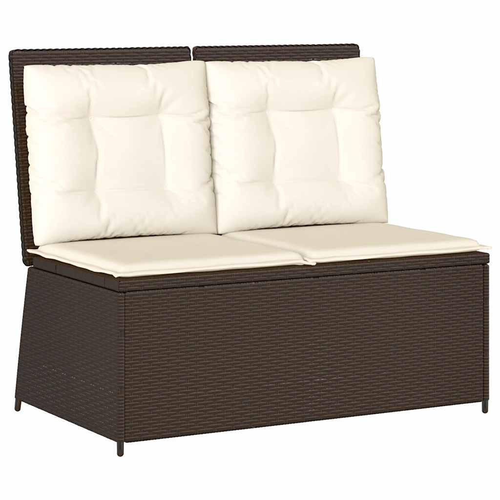 GARTENBANK Verstellbar mit Kissen Braun Poly Rattan - Braun, Kunststoff (95/95/108cm)