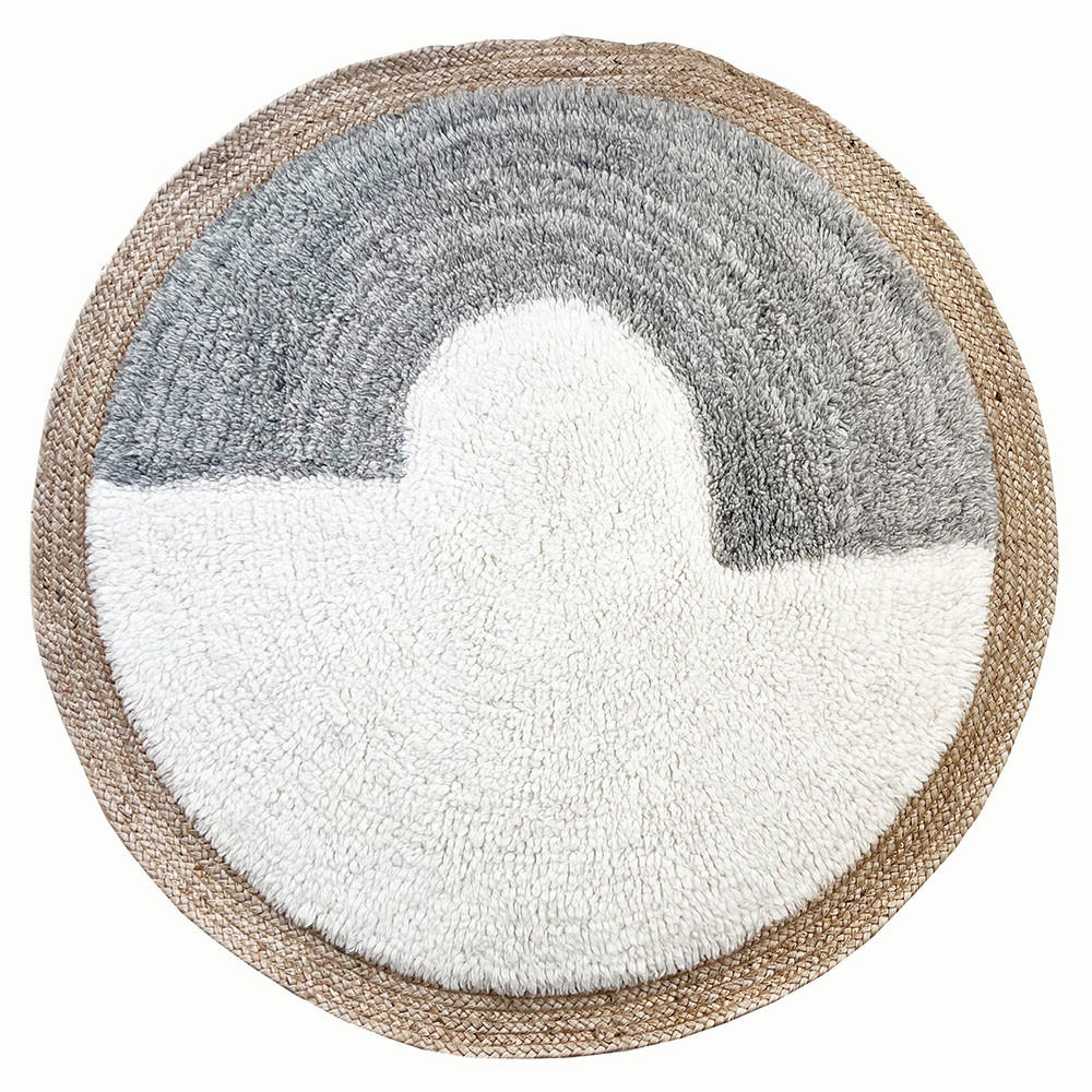 WOLLTEPPICH Nimba rund Wolle und Jute, 120 cm - Weiß/Grau, Textil (120/120cm) - Malagoon