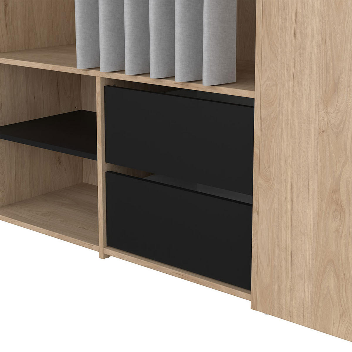 KLEIDERSCHRANK Kimmy Walnussfarben 128/41/198 cm - Walnussfarben/Schwarz, Holzwerkstoff (128/198/41cm) - ebuy24