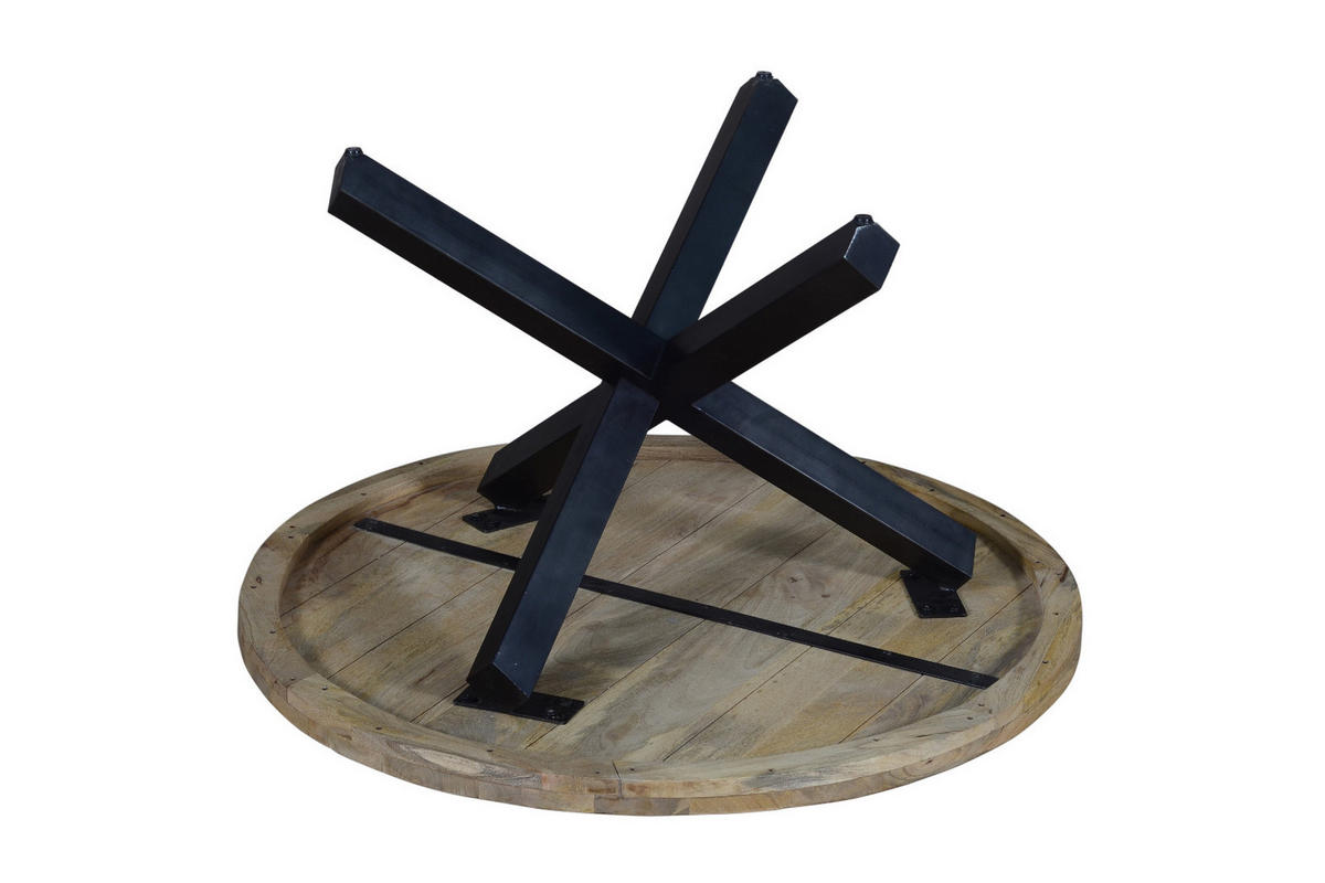 ESSTISCH RUNIS - Beige/Schwarz, Holz/Metall (130/130/78cm) - SAM