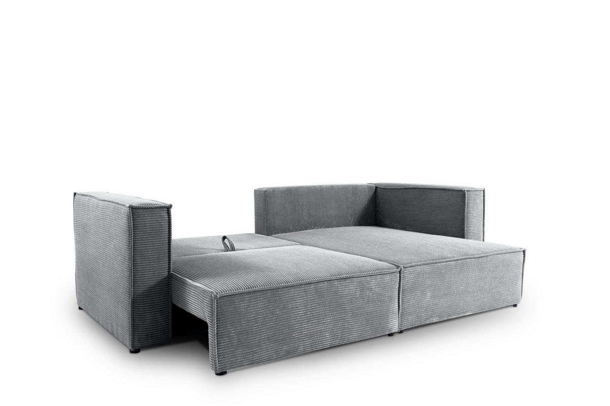 ECKSOFA mit Schlaffunktion Cord Grau - Grau, Textil (245/148cm) - Furnisell