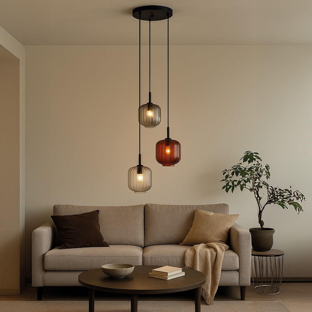 GALERIELEUCHTE Velo 3-flammig Rauch Ø 20cm - Anthrazit/Weiß, Glas (20/20/20cm) - s.luce