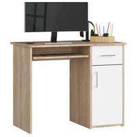 SCHREIBTISCH Sonoma Eiche, Weiß 90x50x74 cm - Silberfarben/Weiß, Holzwerkstoff/Kunststoff (50/90/74cm) - Akord