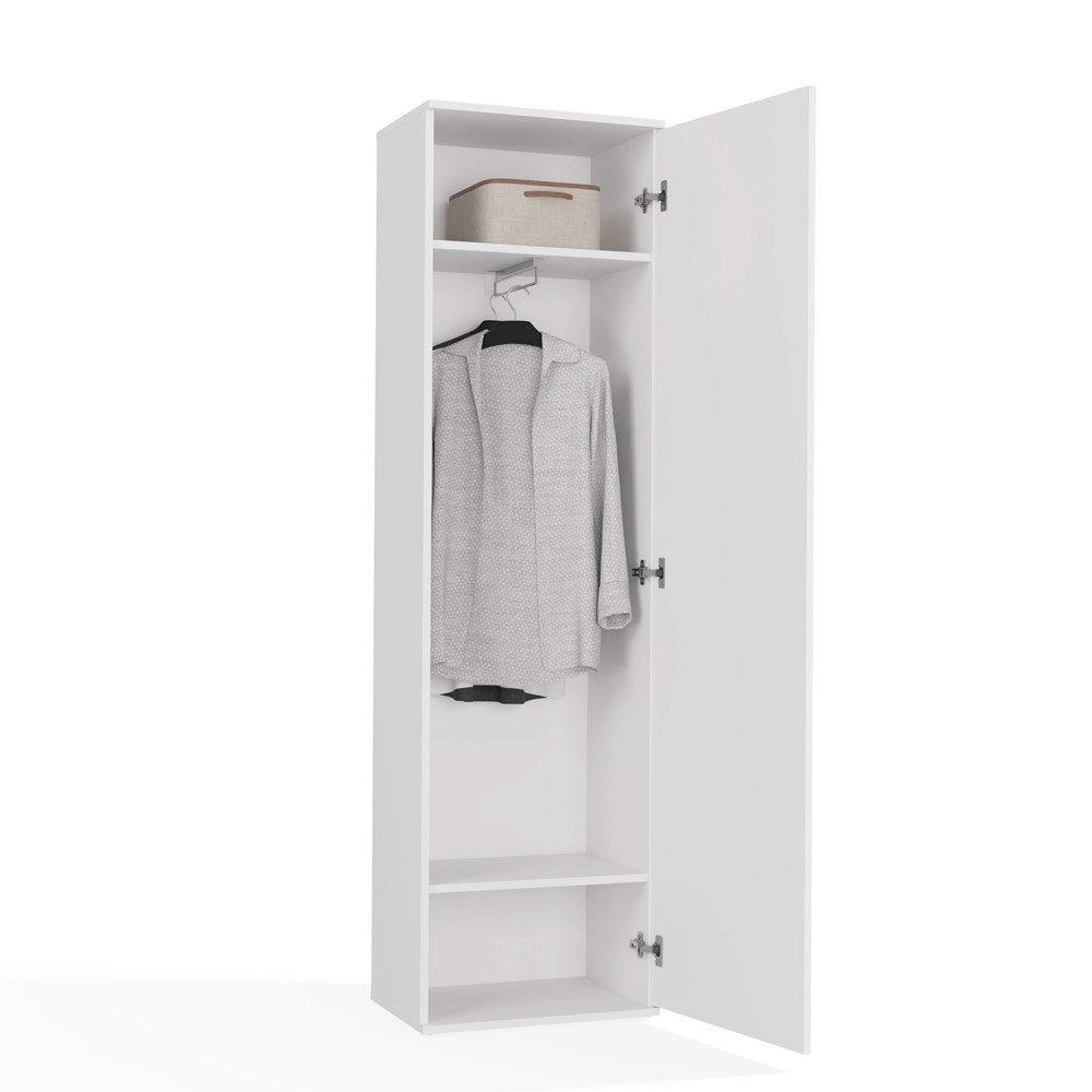 GARDEROBENSCHRANK DUO Eiche Spiegel 180x50x35 - Weiß, Holzwerkstoff (50/180/35cm)