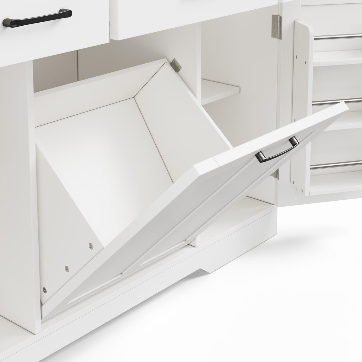 SERVIERWAGEN in Weiß Kücheninsel mit klappbarer Arbeitsplatte und Rollen für Küchen, B120/T45 (70)/H87cm - Weiß, Holzwerkstoff (120/87/70cm) - STILVORA