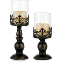 KERZENSTÄNDER Set 2-teilig Schwarz 27 cm & 33 cm - Multicolor, Metall (10.5/33/10.5cm)