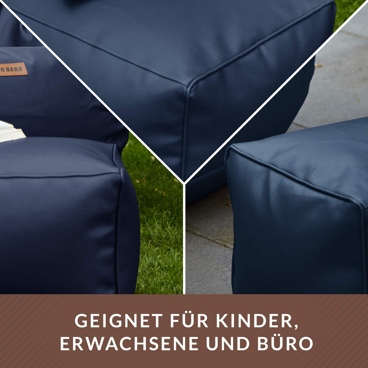 SITZSACK-HOCKER 70x33x28cm - KUNSTLEDER - Dunkelblau, Textil (33/28/28cm) - Green Bean