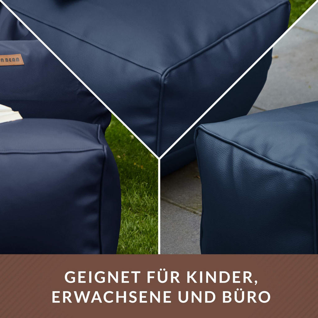 Thumbnail - Green Bean Sitzsack-Hocker, Dunkelblau, Textil, Füllung: Styroporkugeln, Rechteckig, 33x28x28 cm, Hergestellt in Deutsch...